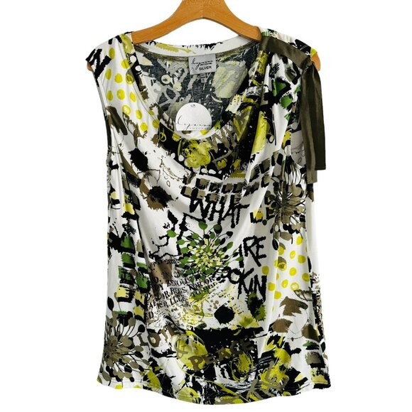 Lynn Ritchie Silver Blouse Size Small Green Multi Stretch Women Blouse. NWT - Picture 6 of 12